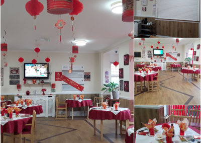 A collage of photos of Meyer House decorated for Chinese New Year 2019