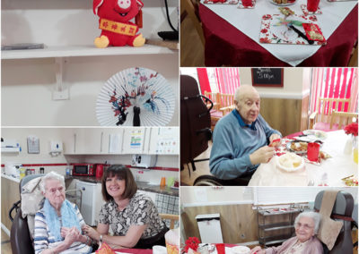 A collage of photos of Meyer House residents and family during Chinese New Year 2019 celebrations