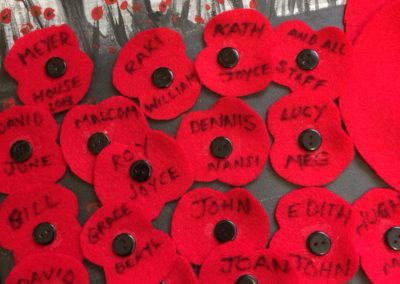 Meyer House residents made a felt poppy and wrote their name it for the big picture