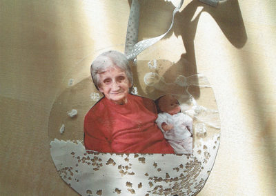 A personalised bauble decoration made by a Meyer House Care Home resident