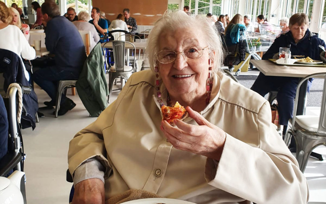 Meyer House Care Home residents enjoy pizza at Polhill