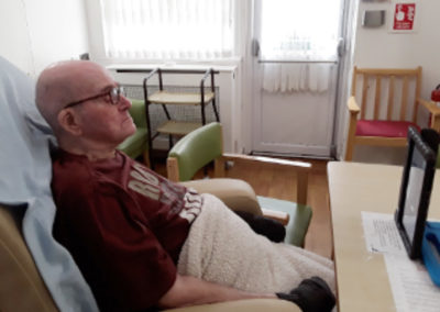 Our resident Terry using Skype to chat to a loved one