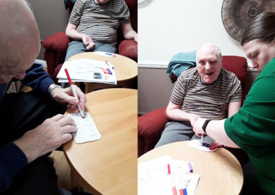 Residents making 2020 Easter Cards at Meyer House 3