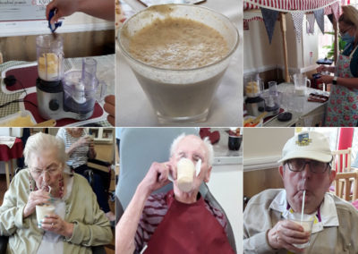 Meyer House Care Home residents enjoying some ice cream smoothies