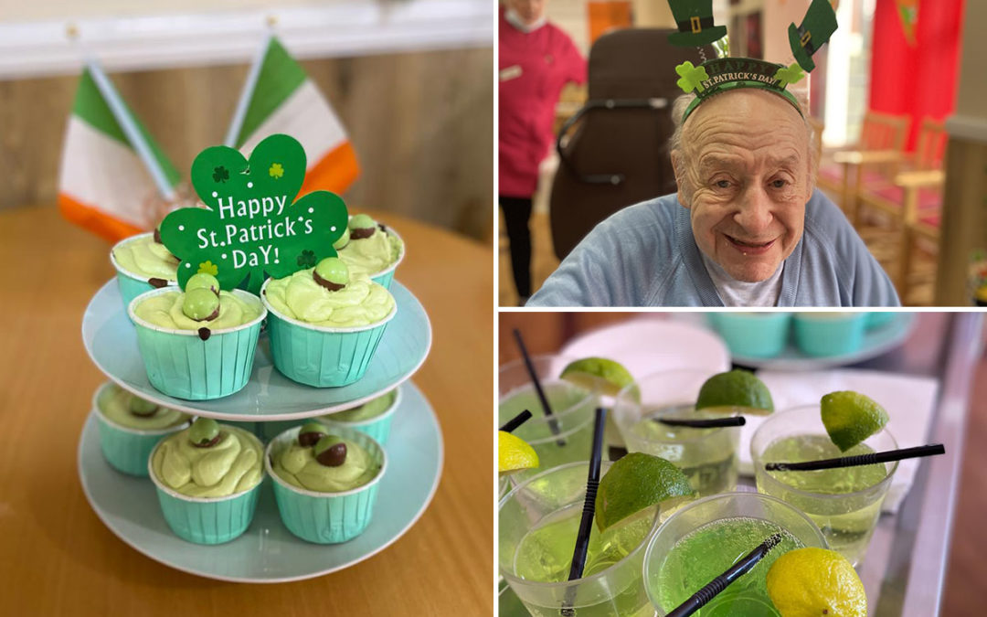 St Patricks Day cakes and mocktails at Meyer House Care Home