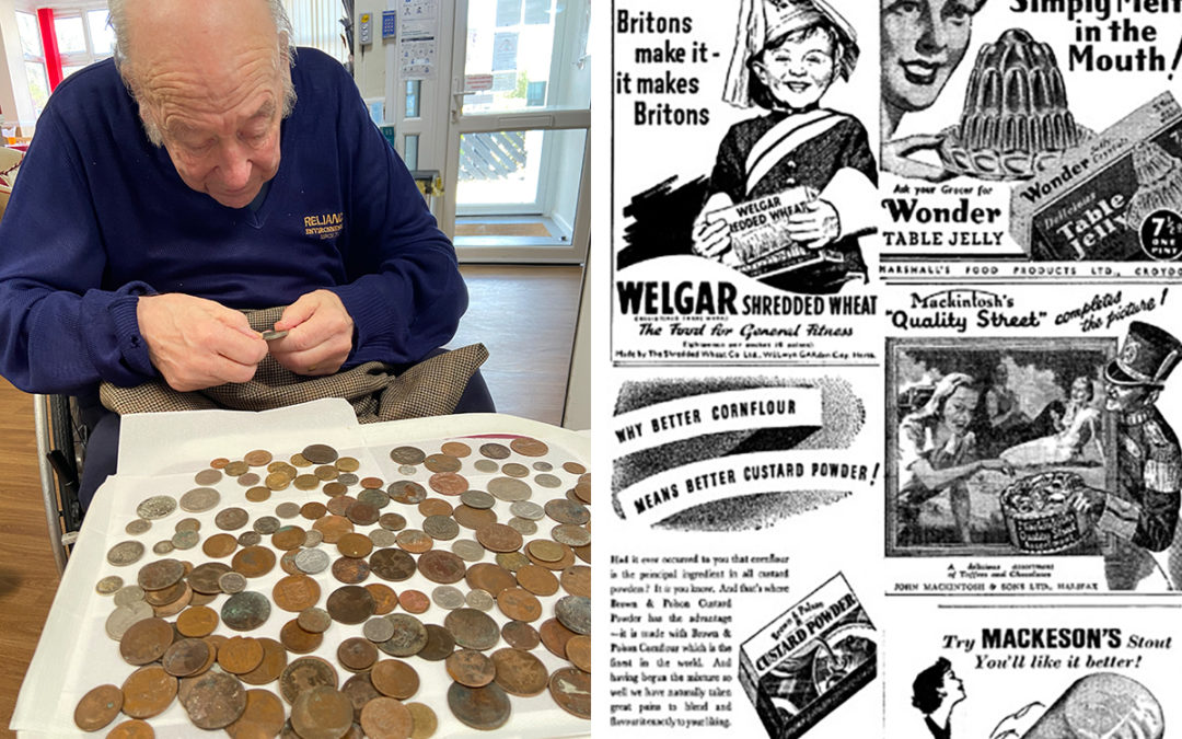 Reminiscing with coins at Meyer House Care Home