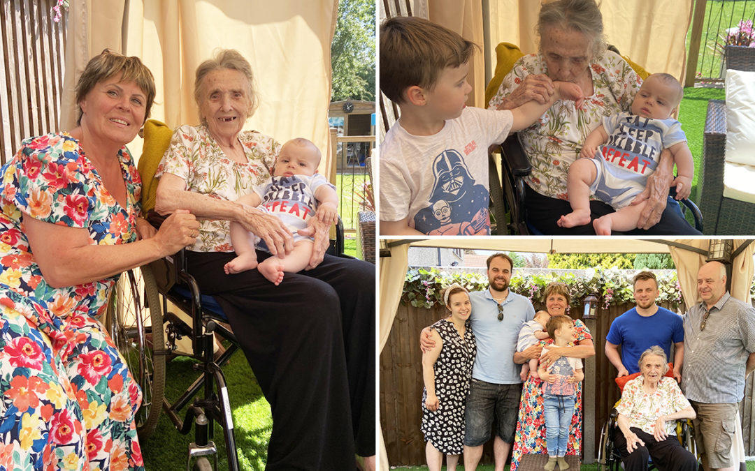Maggie from Meyer House Care Home enjoys a visit to family