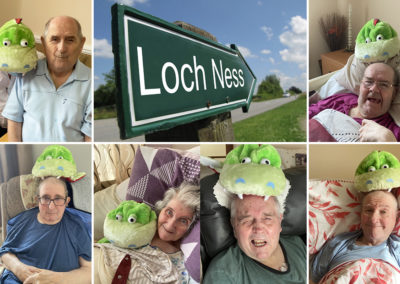 Meyer House Care Home residents having Loch Nessie monster selfies