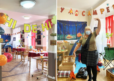 Meyer House Care Home decorated with Scottish themed camping decorations