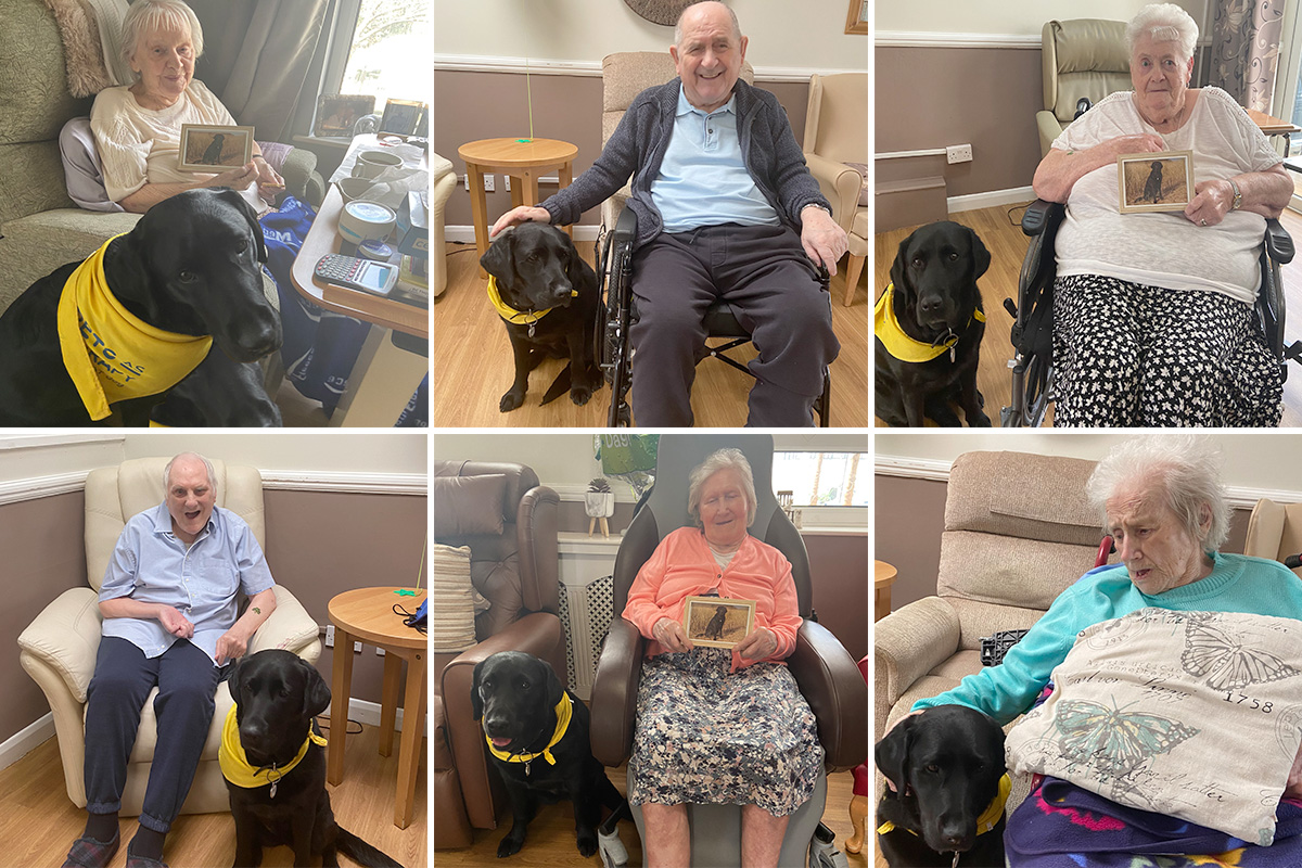 Meyer House Care Home ladies receive gifts from PAT dog Suzi for Mothers Day