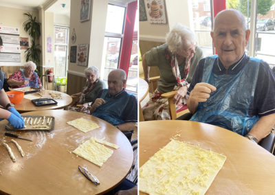 Creating cheese straws at Meyer House Care Home