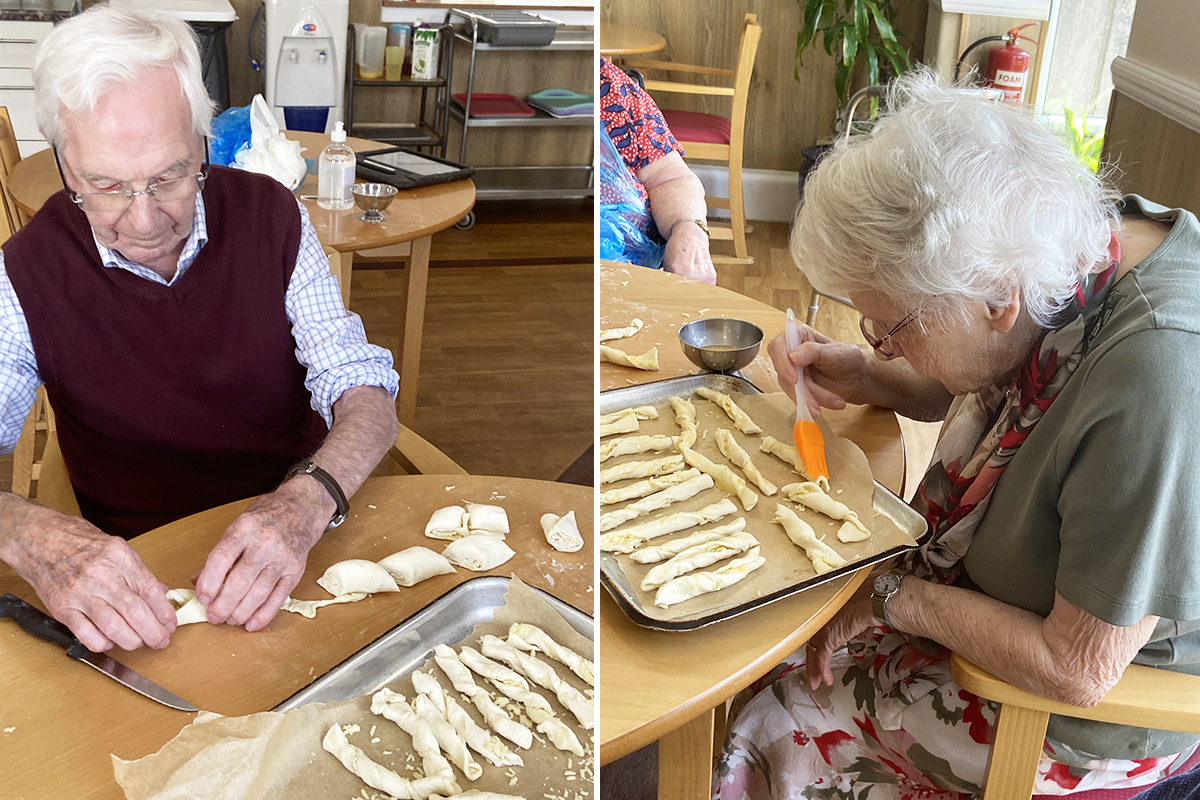 Baking cheese straws at Meyer House Care Home