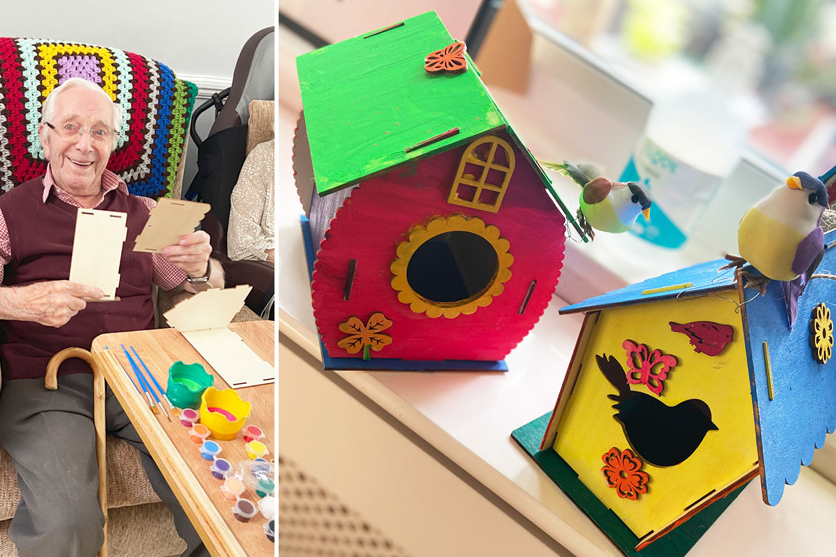 Meyer House Care Home residents enjoy making bird houses