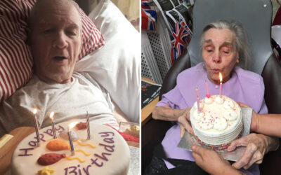 Birthday celebrations for John and Doreen at Meyer House Care Home