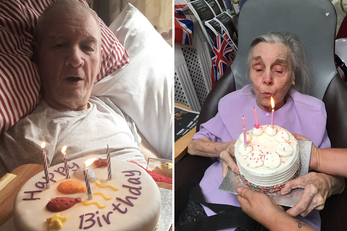 Birthday celebrations for John and Doreen at Meyer House Care Home