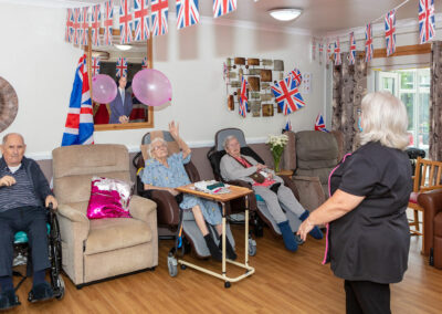 Residents at Meyer House Care Home having fun with our Activities Team