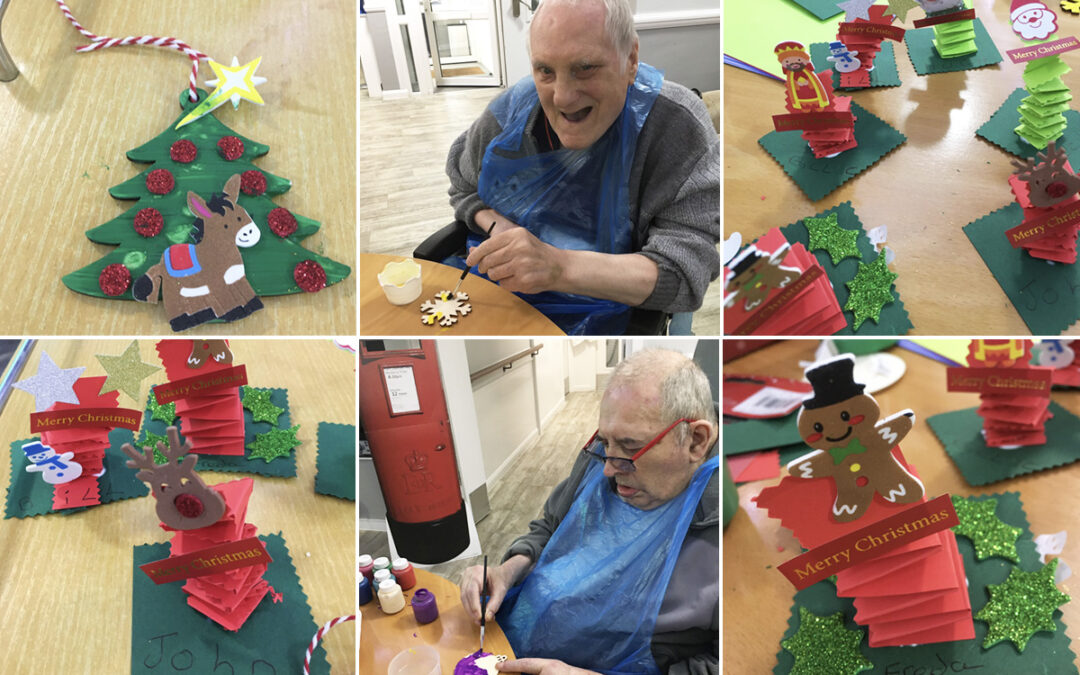 Bill and John making decorations at Meyer House Care Home