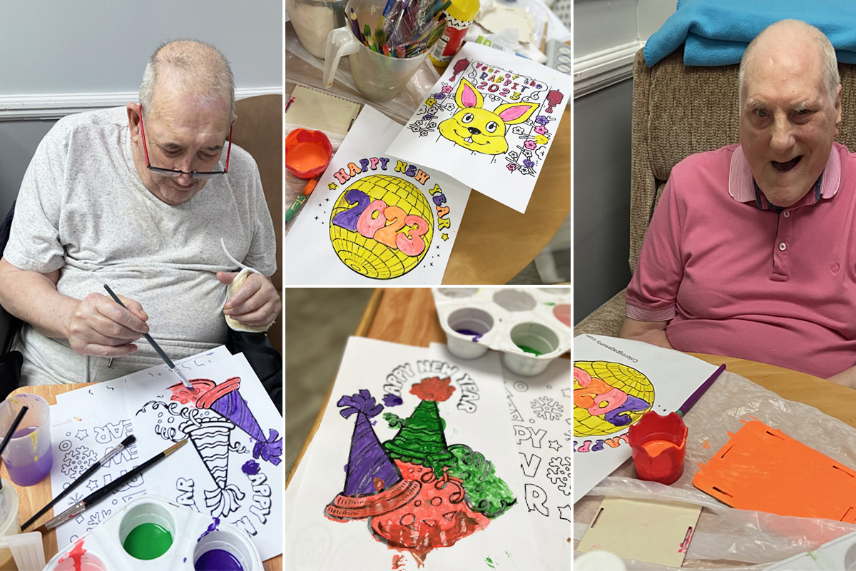 New Year art and birthday wishes at Meyer House Care Home