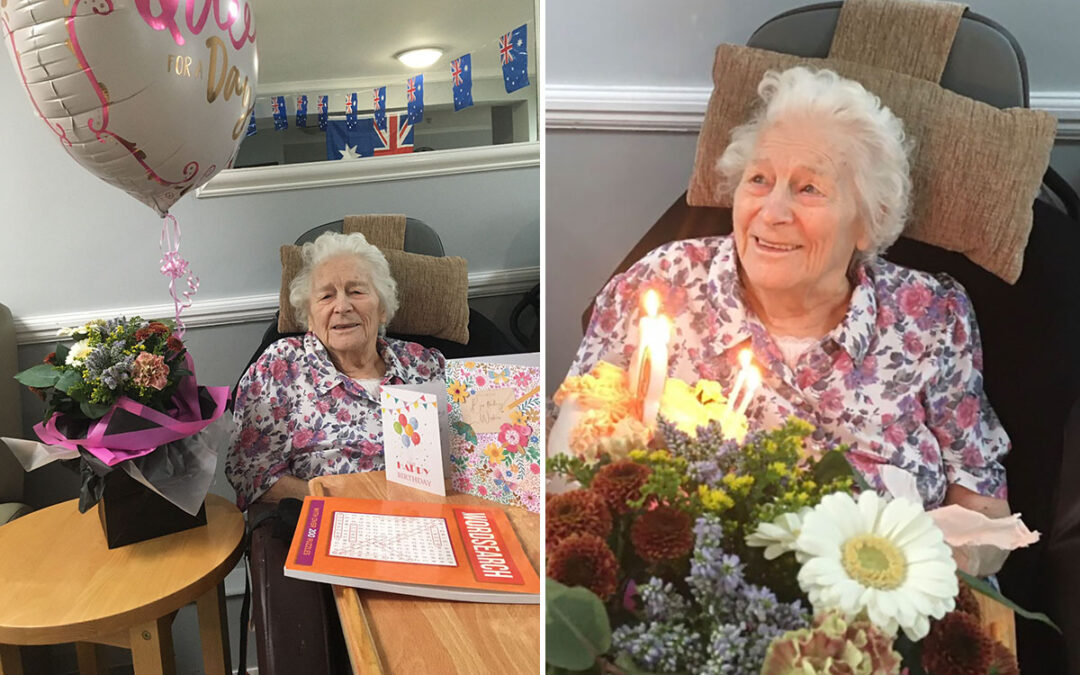 Birthday wishes for Freda at Meyer House Care Home
