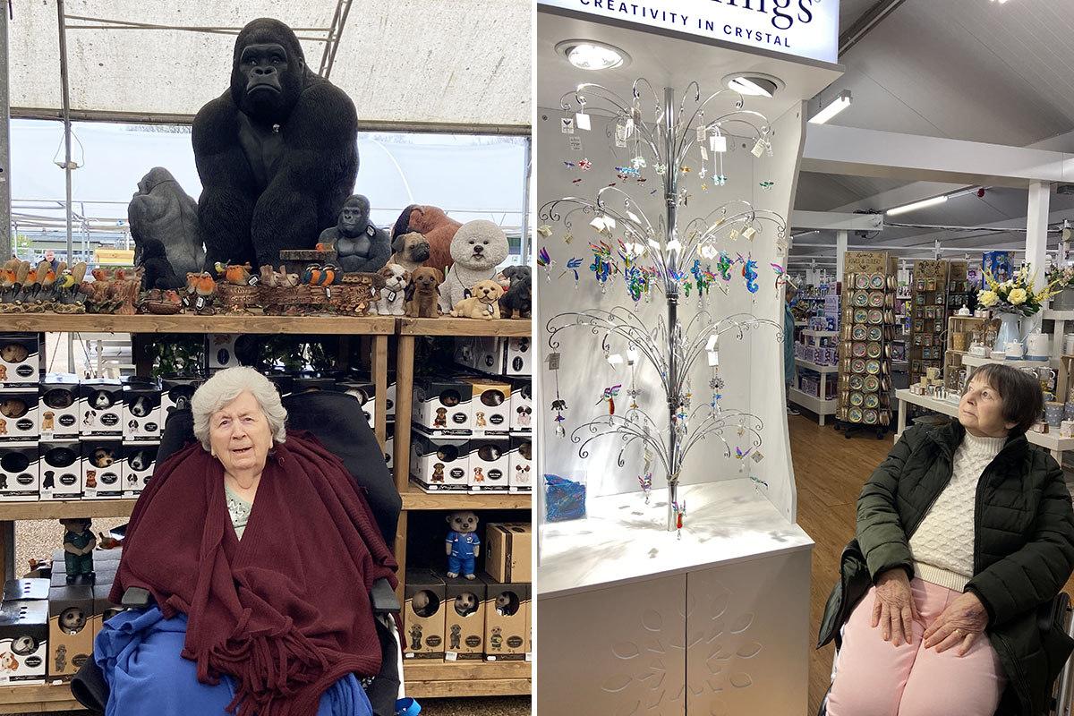 Meyer House Care Home residents enjoying the displays at Polhill Garden Centre