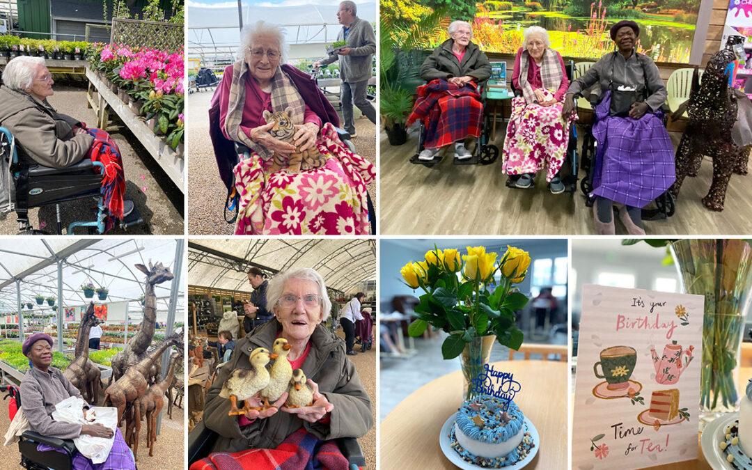 Garden centre trip and birthday wishes for Doris at Meyer House Care Home