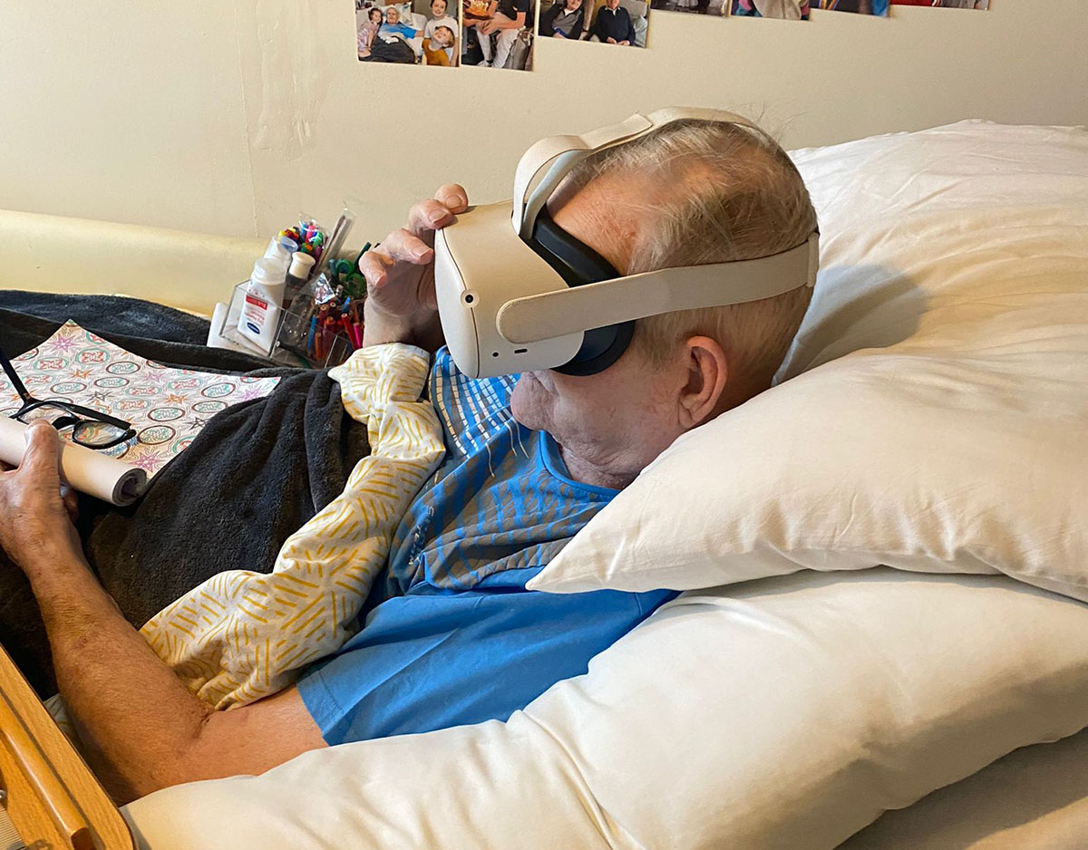 Meyer House Care Home resident experiencing virtual reality